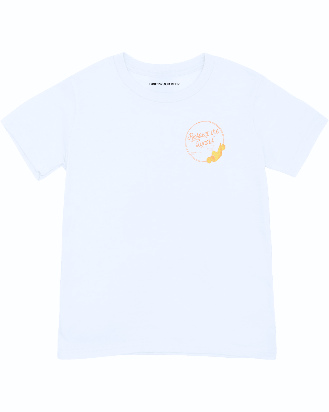 Light blue t-shirt with a logo and text on a white background