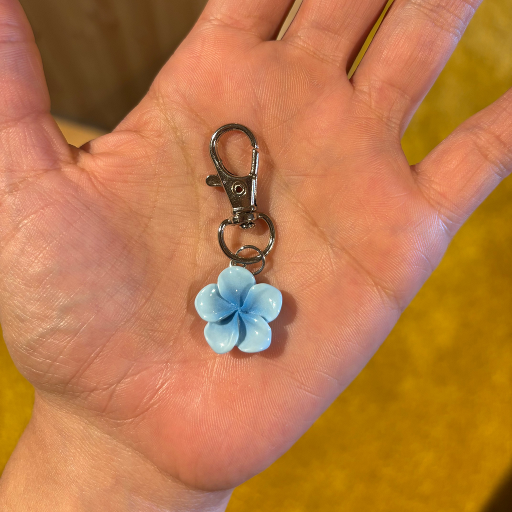 Small Tropical Plumeria Clip Keyring