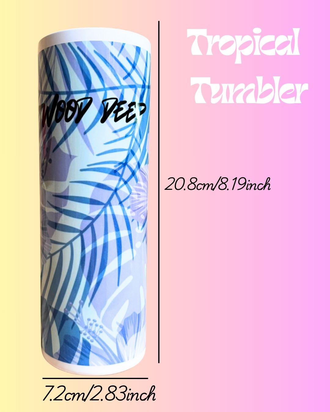 Tropical tumbler with leaf pattern on a gradient background